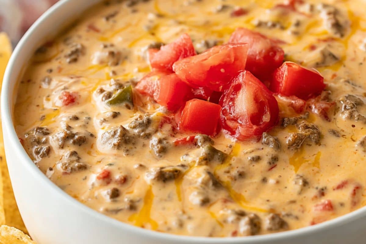 Easy Rotel Dip with Ground Beef Perfect for a Crowd